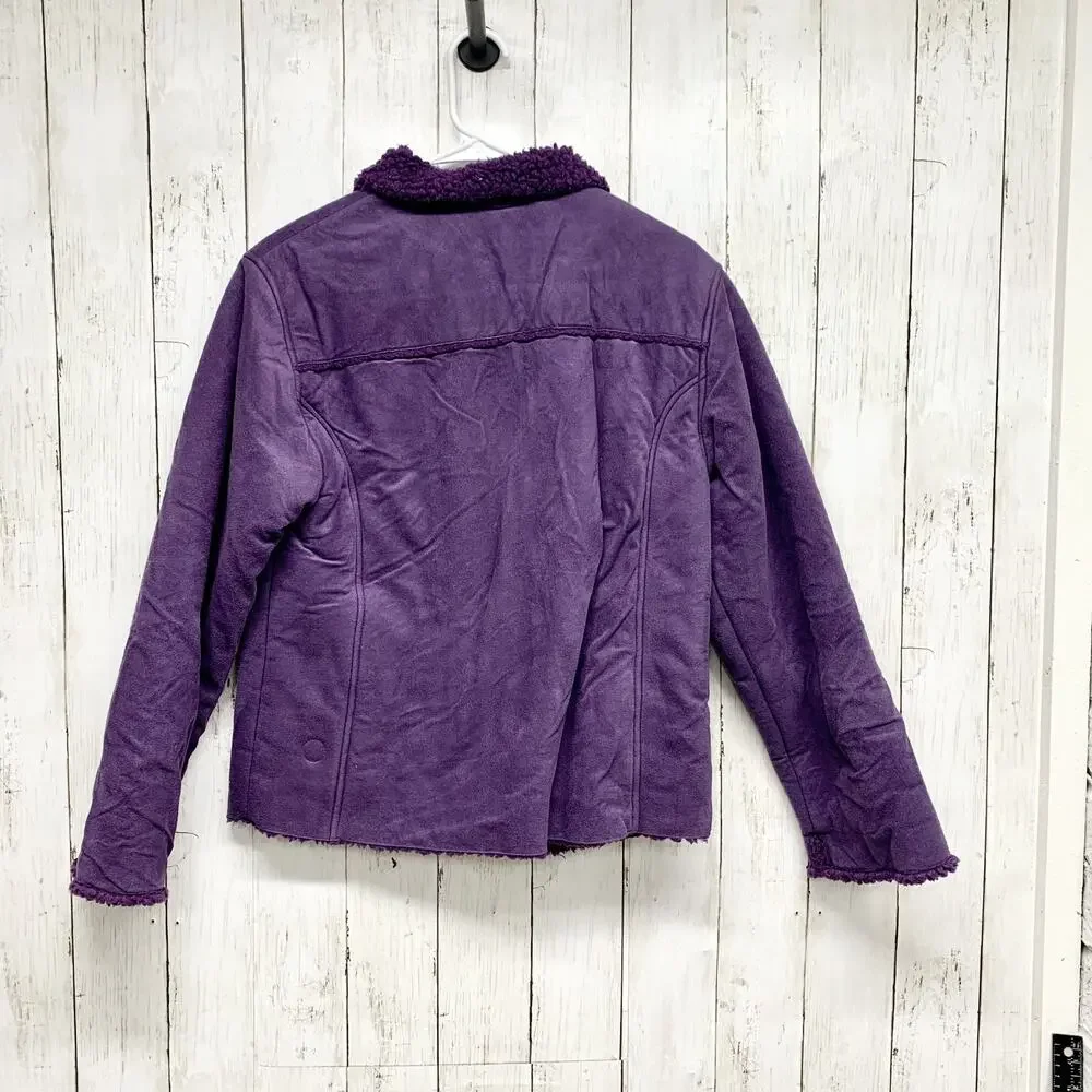 Vintage Key Jacket Women‎ Size Large Purple Collared Sherpa Lined Chore Coat